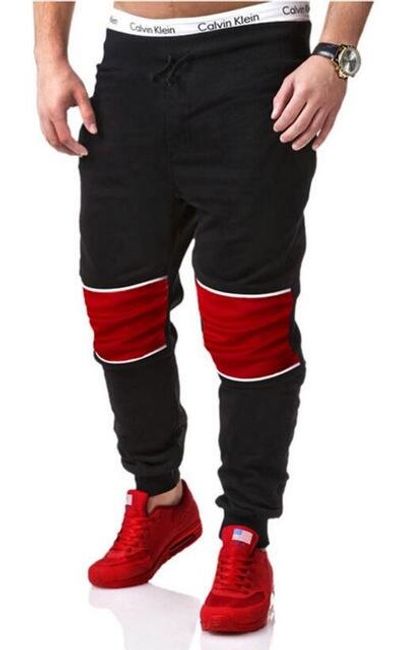 Męskie spodnie dresowe z czerwonymi kolanami 1