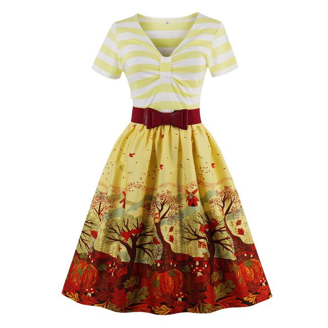 Dámské šaty ve vintage stylu s krátkým rukávem - 3 varianty 1