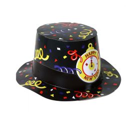 Хартиена шапка черна Честита Нова година 12 бр. в кутия RZ_207998