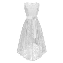 Дамска дантелена рокля с декоративна панделка - 4 варианта