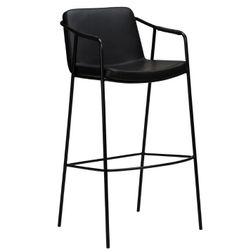 Черен бар стол Boto имитация на кожа, височина 105 см ZO_181185