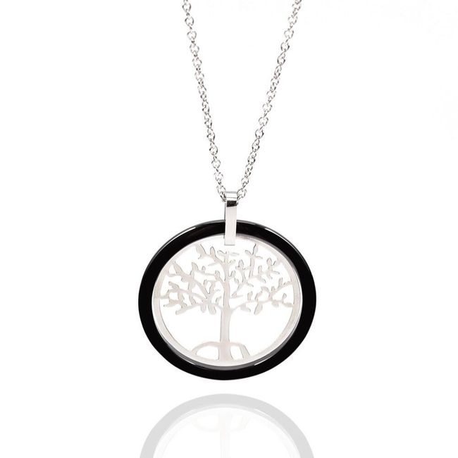 Náhrdelník so stromom života - čierna a biela farba 1