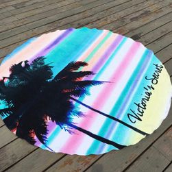 Okrągły ręcznik plażowy - palma