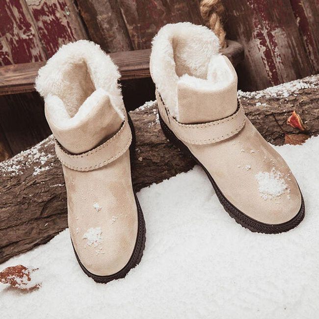 Buty zimowe damskie z futerkiem - do kostki Beżowy - 4,5, Rozmiary obuwia: ZO_232482-35 1