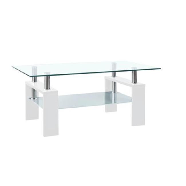Konferenčný stolík biely a transparentný 95x55x40 cm z tvrdeného skla ZO_353327-A 1