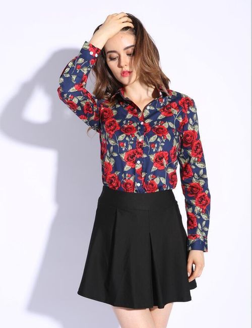 Stylová dámská košile s květinovým vzorem - 21 variant 1