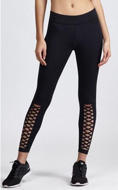 Damskie legginsy do fitnessu z otworami z przodu 1