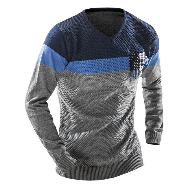 Мъжки цветен пуловер - 4 цвята 1