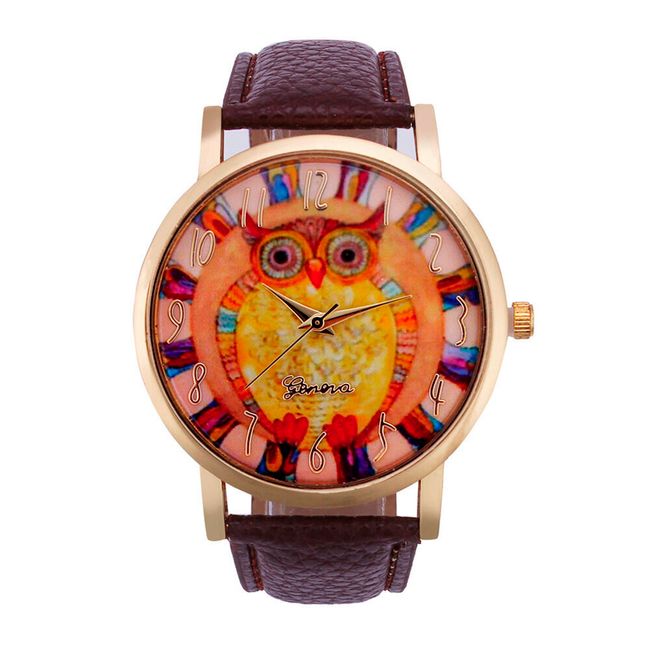 Dámske vintage hodinky s farebnou sovou 1