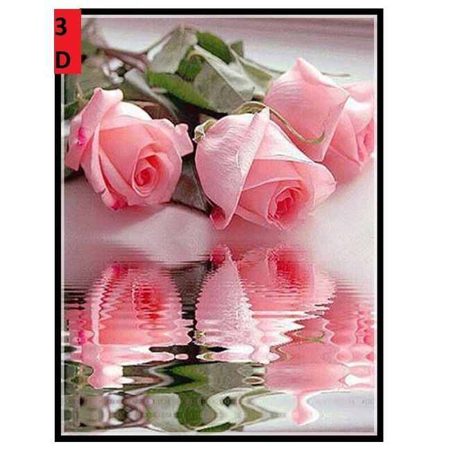 Romantický obraz ruží s vodným odrazom pre vlastné dotvorenie 1