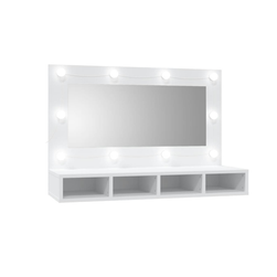 Огледален шкаф с LED бял 90 x 31,5 x 62 cm ZO_833487-A