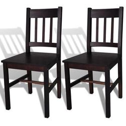 Jedilni stoli 2 kosa borovega lesa temno rjave barve ZO_241516-A