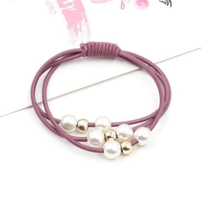 Krásná vlasová gumička s perličkami - 4 barvy 1