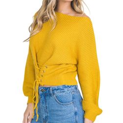 Dámský svetr s dlouhým rukávem a šněrováním - 5 barev