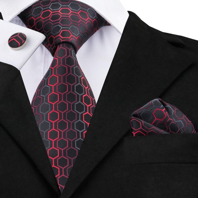 Cravată pentru bărbați cu batistă și butoni - 20 variante 1