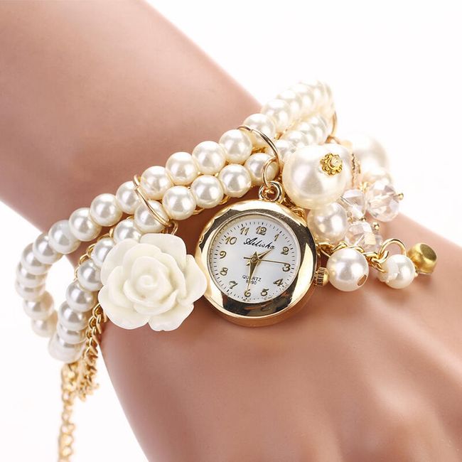 Zegarek z perłami sztucznymi - 5 kolorów 1
