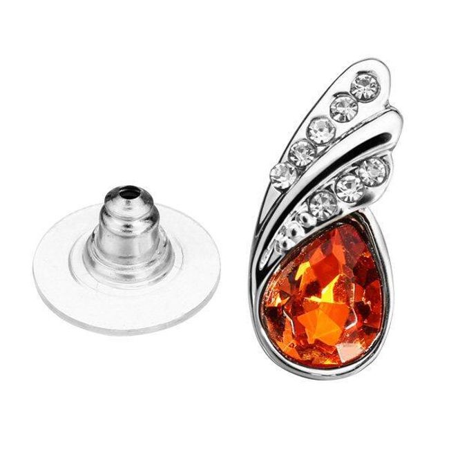 Sada náhrdelníku a náušnic s kamínky ve tvaru slzy Oranžová 1