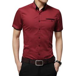 Мъжка риза с къс ръкав и копчета - 3 цвята