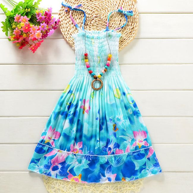 Plażowa sukienka dla dziewczynek z naszyjnikiem - 14 wariantów 1