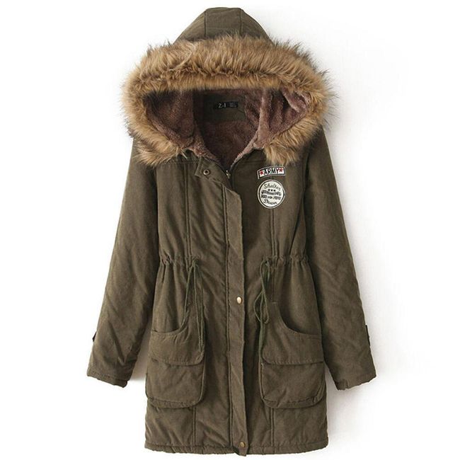 Dámska zimná bunda s kožúškom Tmavo zelená - veľkosť 6, Veľkosti XS - XXL: ZO_235074-2XL 1