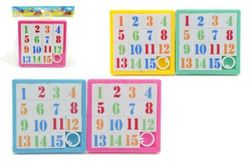 Csúsztatható puzzle számok műanyag 8x8cm, 4 színben egy táskában RM_00312591
