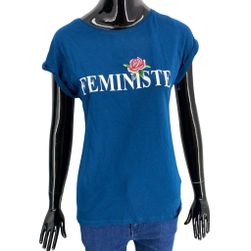 Дамска тениска с къс ръкав, ETAM, тъмно синя, с надпис и бродерия, размери XS - XXL: ZO_b78d6f60-b415-11ed-82e5-8e8950a68e28