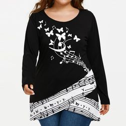 Дамска тениска с бележки и пеперуди за жени с пълна фигура - 6 размера