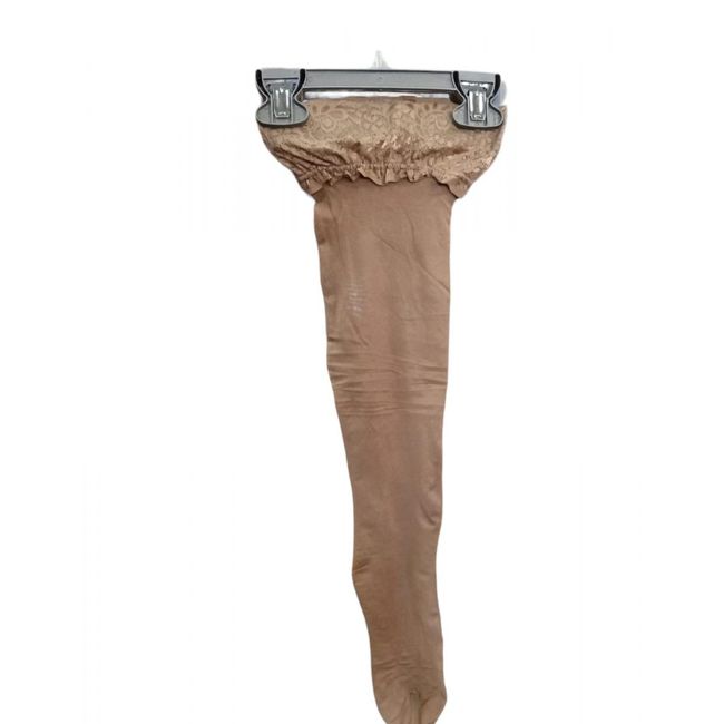 Șosete de mătase pentru genunchi cu dantelă - maro, mărimi XS - XXL: ZO_270359-XS 1