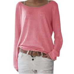 Dámské ležérní triko s dlouhým rukávem - více barev Růžová, S ZO_ST03234