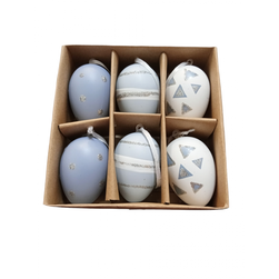 Velikonoční vajíčka k zavěšení, 6 kusů, modrá barva ZO_156178