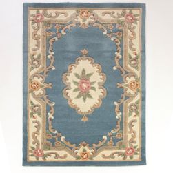 Modrý vlnený koberec Aubusson, 75 x 150 cm ZO_98-1E5197