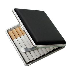 Krabička na cigarety z umělé kůže - černá barva