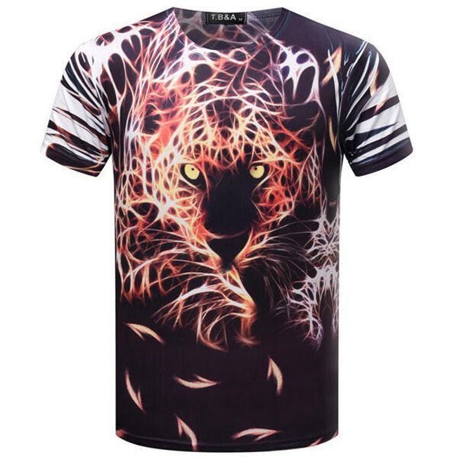 Pánské tričko s 3D vzorem leoparda 1