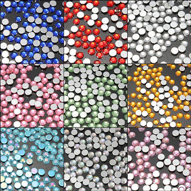 Nalepovací kamínky na nehty - 200 kusů, na výběr z devíti barev 1