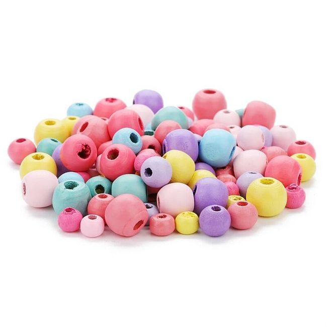 Drvene perle u pastelnim bojama - 100 komada 1