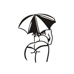 Samolepka na auto - dáma s deštníkem