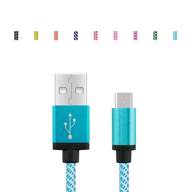 Pletený Micro USB kabel pro Android - různé barvy a délky 1