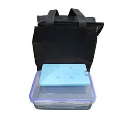 Torba termiczna z pudełkiem i wkładem chłodzącym 21cx21cm - czarna ZO_271163