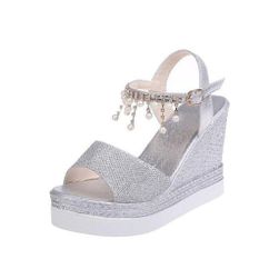 Ženski sandali s klinom TF5711 Silver - velikost 35, Velikosti obutve: ZO_227682-36
