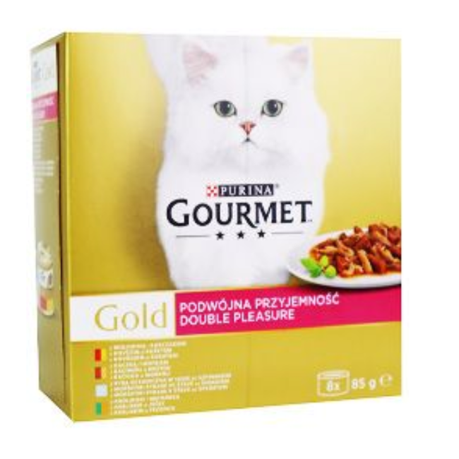 Gourmet Gold konzervirana hrana za mačke v kosih, dušena in na žaru, 8x85g ZO_161680 1