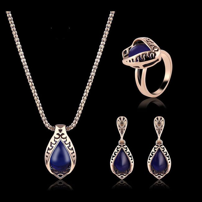 Sada tureckých šperků s modrým kamenem 1