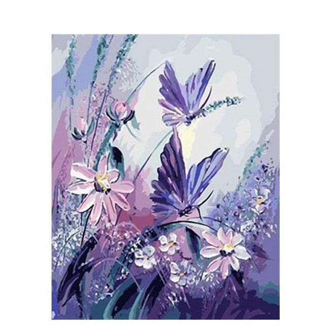 DIY obraz s kvetmi a motýľmi 1