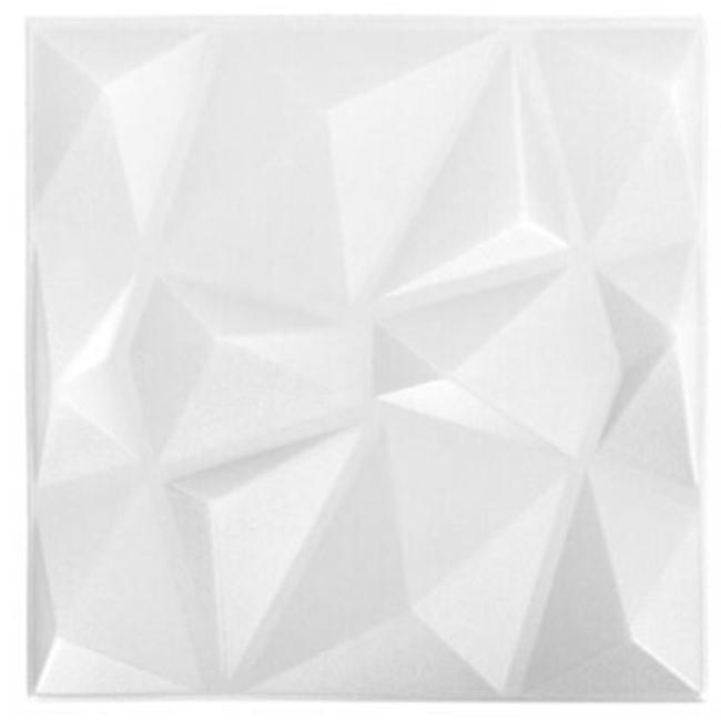 3D nástěnné panely 12 ks 50 x 50 cm diamant bílé 3 m² ZO_340585-A 1