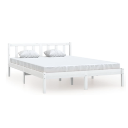 Rám postele bílý masivní borové dřevo 160 x 200 cm bílá ZO_836196-A