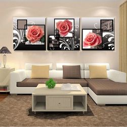 Розови рози - живопис от 3 части