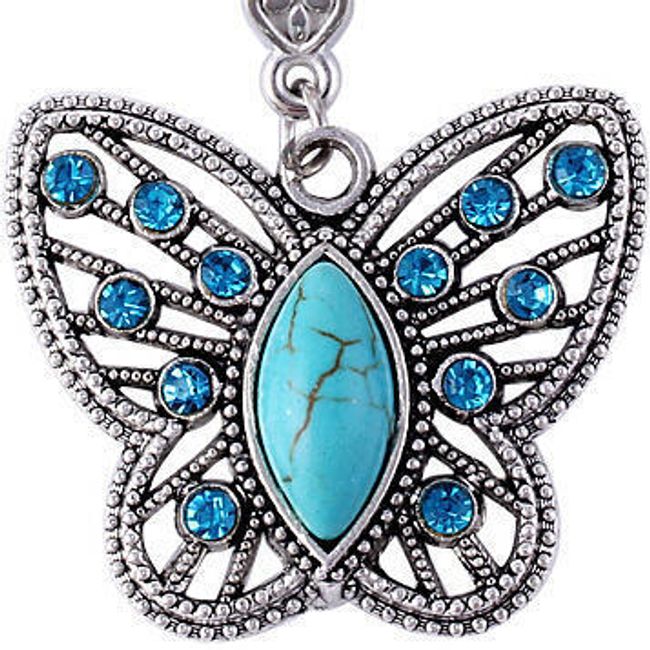 Tyrkysový vintage náhrdelník v podobě motýlka 1