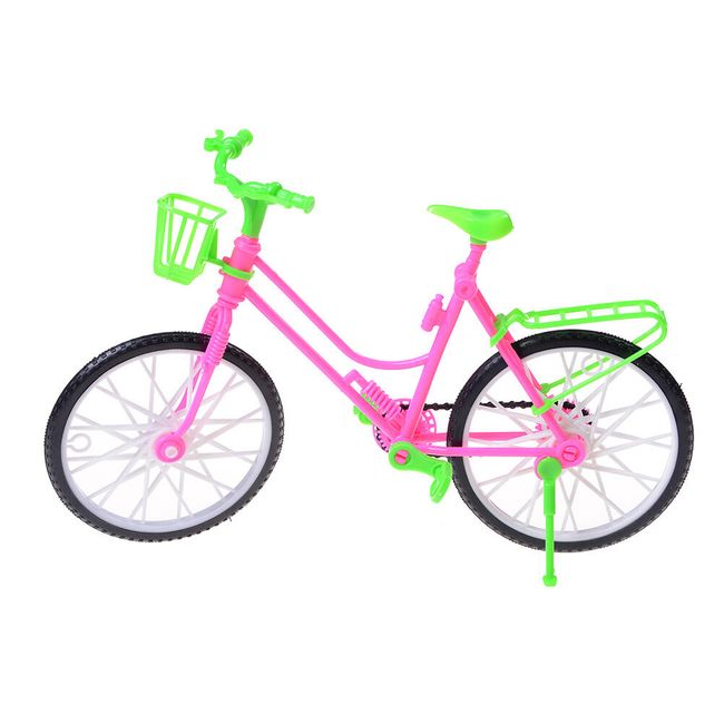 Bicicleta roz-verde pentru papusi 1