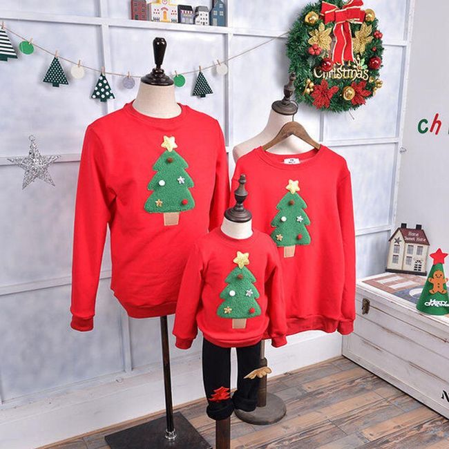 Családi karácsonyi pulóver - különböző típusok p197 Red mircovelvet - NŐ ZO_ST02315 1
