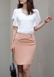 Elegantna suknja sa preklopljenim strukom - 4 boje