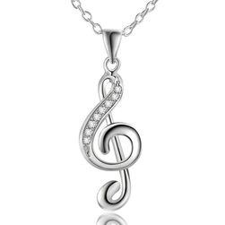 Ogrlica z obeskom v obliki violinskega ključa v srebrni barvi
